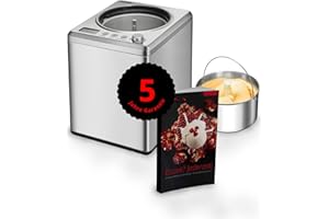 ‎UNOLD Unold 488809 Eismaschine Profi Plus inkl. Eisbuch mit 101 Rezepten | Speiseeisbereiter 2.5 L, Edelstahl, vollautomatischer, selbstkühlender Kompressor, 250 W