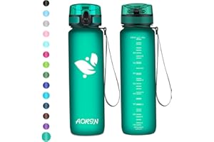 AORIN Sportowa butelka na wodę - 350 ml/500 ml/750 ml/1 l, butelka na siłownię Tritan bez BPA i butelki do picia, szczelna, otwierana pokrywka/dzieci, dorośli, siłownia, sporty na świeżym powietrzu