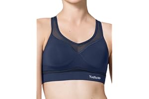 Yvette Soutien-Gorge de Sport Femmes en Maille Respirante Dos Nageur Maintien Élevé sans Armatures Grande Taille Fitness Jogging Golf