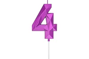 DERVENTA Large Birthday Candle Number 3D Purple 3.7 inch Party Celebration Anniversary Decoration Cake Topper 1 Piece (Number 4 Purple)