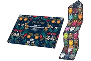 ‎PUKKA Pukka Tee Geschenkset, Tee Adventskalender Bio, "Wohlfühlkalender 2024", Umweltfreundlich, Keine Schokolade, Milchfrei, Tee Set, Geschenkidee, 23 Varianten, 24 Teebeutel