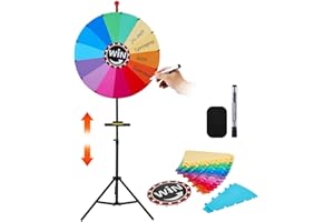 Strixorn Ruota portafortuna 60 cm con portapenne, ruota della fortuna regolabile in altezza, per giochi della lotteria, giochi di parole, diametro 60 cm