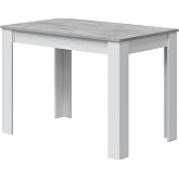 Habitdesign Fixed Side Table, Dining or Kitchen Table, Up to 4 Diners, Artik White and Cement Grey, 108.7 x 67.5 x 78 cm &ndash; Cl