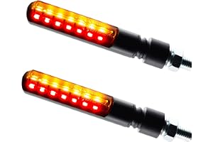 Germany Motorsports 3-i-1 LED miniblinkers svart tonad E-godkänd motorcykelblinkers M8 universal 12 V