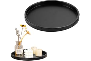 JOYIAL vassoi decorativi – 29 cm nero rotondo vassoio decorativo in metallo per candele profumate, vassoio per candele, colore nero, decorazione da tavolo, per soggiorno, bagno, tavolo da pranzo