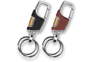 homEdge Llavero resistente, paquete de 2 llaveros de coche con 2 llaveros de metal, mosquetón, negro y marrón