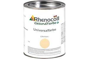Rhenocoll Universalfarbe für Holz, Metall und Stein – Holzfarbe innen und außen – Wetterfeste Deckfarbe auf Wasserbasis – Metall-Farbe Elfenbein seidenmatt 5 l