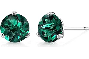 Bellitia Jewelry Boucles d’oreilles Femme Argent 925, Clous d'oreilles Pierre de Naissance avec Pierres Précieuses, Cadeaux Anniversaire pour Femme Fille, 1 ct et 6.5 mm