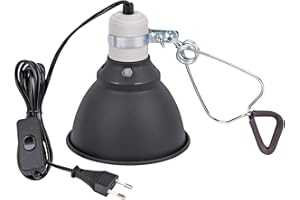 MOGOULUA Porta lampada di calore rettile con clip da 5,5 pollici rettili a cupola profonda E27 base paralume supporto per lampada di calore per tartarughe rettili, protezione a rete per lucertole