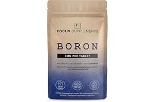 FOCUS FS Boron Supplements | 240 Boron Tablets - High Strength 3mg BOR per Serving | 8 Months Supply | Non-GMO, Gluten & Allergen Free | Manufactured in The UK