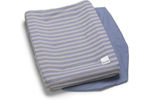 Elodie Details Housse de Matelas à Langer Universelle (2 pièces) 100% Coton Oeko-Tex 74 x 48 cm - Sandy Stripe, Bleu