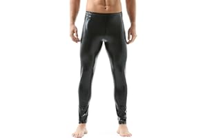 QiaTi Männer Faux Leder Enge Hosen Leggings Lange Hosen PU Skinny Slim Hosen Faux Leder Hosen Club Tanz
