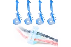 WJRQD 4 Stück Strickfingerhut Fadenführer, Häkelringe Finger Verstellbar, Garnführung Fingerhalter Strick, Crochet Yarn Guide Ring für Häkelstrick Bastel Zubehör (Blau)