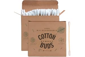 WUSJCOF 200 Stück Bambus-Wattestäbchen, doppelendige Reinigungs-Wattestäbchen, Ohrstöpsel, Ohrentupfer