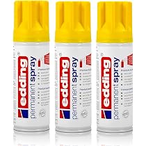 Edding 3x Permanent Spray Verkehrsweiß RAL 9016 – Acryllack-Sprühdose 200 Ml, Schnell Trocknend, Für Innen & Außen