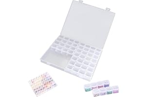 Heting-YQ 56 Fächer Diamond Painting Aufbewahrungsbox Kunststoff Dosen Diamant Stickerei Box Clear Perlenbox Sortierbox für Kleinteile Nägel Perlen Strasssteine Schmuck