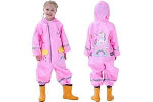 Keyck Impermeabile Bambini Cappuccio Antipioggia Unisex Leggero Pioggia Tuta Antivento Tutto in Uno Sportivo Poncho Antipioggia Cartoni Animati Scuola Bambine Bambino Bimbo Bimba Asilo 1-8 Anni