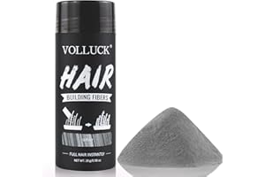 VOLLUCK Fibre Capillaire, Longue Durée Poudre Densifiante Cheveux Homme Femme, Naturel Hair Fiber pour Chute de Cheveux 28 g (Gris)