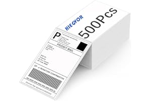 HIEGVOR Versandaufkleber 4×6 500 Stück Etiketten/Stapel, Thermopapier Versandetiketten für Labeldrucker Wasserfester Etiketten Papier (10.2 x 15.2 cm, Weiß)