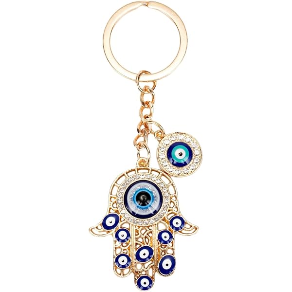 Fuqimanman2020 Evil Eye Keychain Set - 3pcs Gold Good Luck Protection Charms For Women, Girls, Car Keys