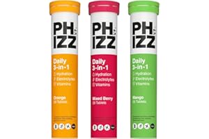 Phizz Electrolytes, Multivitamin & Hydration Tablets (Mixed Flavour Pack) - 60 Effervescent Rehydration Electrolyte Tablets - 18 Vitamins & Minerals, Vitamin C, Vegan & Low Calorie
