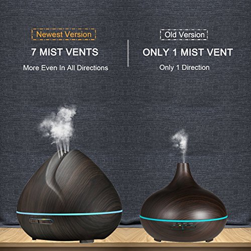 InnoSuper Aroma Essential Oil Diffuser, Schwarz Holzmaserung 400ml Ultraschall-Luftbefeuchter mit kühlem Nebel mit 7 Farben LED für Yoga Spa Home Office Zimmer - 4