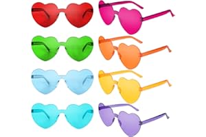 CHRORINE 8/16/24 Paar herzförmige Sonnenbrillen randlos Herz Glasse Transparent Bonbonfarben für Partygeschenke