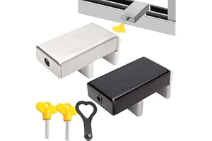 Pack of 2 Adjustable Sliding Window Door Lock WISIRENT, Adjustable Sliding Window Restrictor Window Security Lock with Key, Sliding Window Locks Stopper for Sliding Door and Window