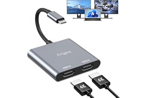 AVIGERS Switch HDMI, USB C vers Dual HDmi Adapter 4K@60Hz, Splitter Hdmi 2 Sorties, USB C to hdmi Splitter Extended Display pour Ordinateurs Portables, Tablettes, etc (Seul HDMi 4K@60HZ Ou Deux HDmi 4K@30Hz)