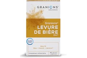 Levure de bière GRANIONS | Complement alimentaire beauté | Levure de biere 1500mg avec Zinc | Beauté de la peau, pousse cheveux et ongles | Made in France | 60 gelules