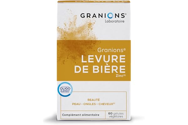 Levure de bière GRANIONS | Complement alimentaire beauté | Levure de biere 1500mg avec Zinc | Beauté de la peau, pousse cheveux et ongles | Made in France | 60 gelules