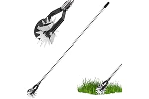 LES-THERESA Dechoga Black Stainless Steel Rotary lawn edger, Adjustable Handle Length Garden Edging Tool, Hand-Powered Lawn Edger Tool with Saw-Tooth for Grass That Borders a Sidewalk, Driveway, Yard