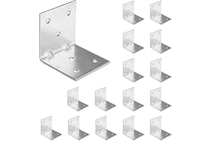 OMIDEAS 15 x Winkelverbinder mit Sicke (50 x 50 x 50) Eckwinkel 90 Grad L Klammern Lochwinkel Schwerlast Winkel Holzverbinder Möbelverbinder Stuhl Verbinder Verzinkt