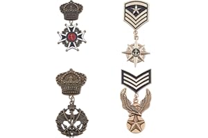 SUPERFINDINGS 4 Unids 4 Estilo Aleación Estrella Águila Medalla Broche Corona Cruz Pin de Solapa Insignia Sombreros Bufanda Traje Broche Vintage Solapa Clip para Decoración de Disfraces