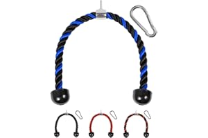 Yes4All Deluxe Tricep Rope Cable Attachment,68.6 & 91.4 cm, Exercise Machine Attachments Pulley System Gym Pull Down Rope with Carabiner, Loading Pin 2.5 cm and 5.1 cm Weight Plate