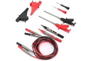AIDBUCKS Multímetro Digital profesional conjunto de cables multifunción para multímetro con cables de extensión,sondas de prueba,Clips de resorte tipo, Clip de cocodrilo 10-in-1 Kit