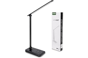 SOLMIRA Lampada da Scrivania con Base di Ricarica Wireless, 42 LED, Nera, Certificato CE e RoHS