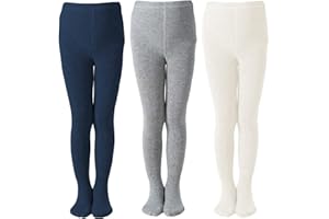 Marchare Little Kids Winter Tights Thick Cotton Solid Leggings School Uniform Warm Stockings For Girls 2/3 Pack
