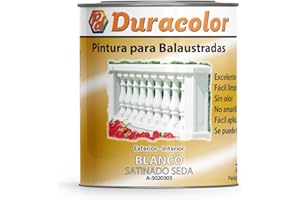 PD DURACOLOR Pintura para Balaustradas Al Agua - Color Blanco - 750 ml - Impermeabilidad al Agua de la Lluvia - Superficie Interior y Exterior - Acabado Satinado - No amarillea - Secado Rápido - Duracolor