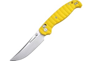 HARNDS Giant Silkworm Tactical Folding Knife z Sandvik Steel Blade, Outdoor Knife G10 Handle Camping Pocket Knife z Reversible Pocket Clip (żółty)
