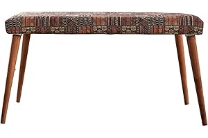 Atahome Amaryllis Premium Padded Bench, modern upholstered bench for end of bed, hallway, or living room, dining bench, Piano Stool, Footstool (Ethnic)
