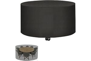 PDSYCB Abdeckung für Gartenmöbel, 130x120cm Multi Größe Abdeckplane Gartenmöbel Schwerlast 420D -Oxford Gewebe, Wasserdicht, Winddicht, UV-Beständiges für Gartentische,Stühle und Möbelsets Schwarz Rund