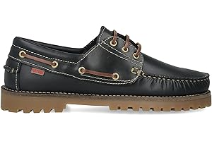 PAYMA - Zapatos Náuticos Sport Casual Hombre, Mujer, Niño. Clásicos 3-Ojales de Piel. Piso de Goma. Tallas Grandes 45 46 47. Colores: Marrón, Azul Marino, Negro. Cierre Cordones