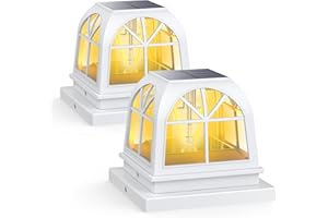 Siedinlar Solar Post Lights Solar Lights Outdoor Garden Fence Post Light Waterproof Landscape Fence Cap Edison LED Bulbs for 4x4 5x5 Posts Patio White (2 Pack)
