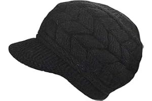 AUSUAYA Berretto da donna in lana foderato in caldo pile, lavorato a maglia con visiera per neve sci freddo inverno WS-H1