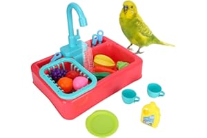 NCONCO Vasca da bagno per uccelli multifunzione per pappagalli automatici Vasca da bagno per uccelli con ciotola per mangiatoia giocattolo per animali domestici di piccola taglia media pappagallo,