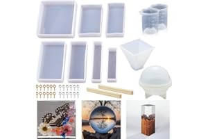 YAOYIN Moule Résine Epoxy,Kit Resine Epoxy Complet DIY Moulage pour Sculpture,Moulle Silicone Resine pour Bricolage Porte-Clés, Bougie, Bomb Bath Ball, Bijoux