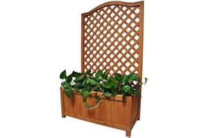 SOHLER BY EUROTRADE W Gr8 Garden Rectangular Wooden Planter With Lattice For Vines Garden Climbing Flower Plant Pot Box Garden Patio Wood Trellis Panel