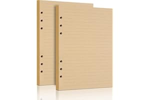 Mafeigu A5 Lined Vintage Kraft Paper, 2 Pack Flipchart Binder Refill for 6-Ring Planner, Traveller Journal Notebook Dairy, 160 Sheets (320 Pages)