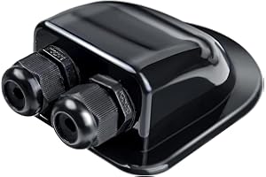 SHUUL Solar Double Cable Entry Gland Black IP68 Waterproof Cable Entry Plate Solar Photovoltaic Plastic Bracket Curved Cable Connector ABS Dual Cable Entry Housing for Solar Panels of RV, Caravan Boat